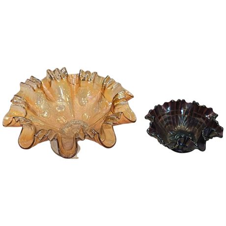 2 Pieces Of Early Carnival Glass