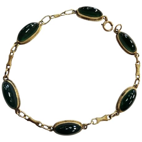Vintage Chrysoprase Bracelet With 14K Clasp