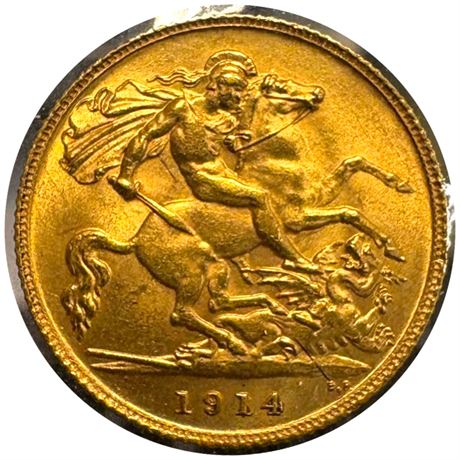 1914 Great Britain Half Sovereign Gold Coin