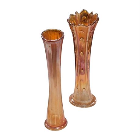 2 Early Carnival Glass Vases