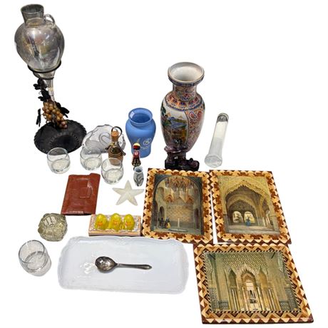 Assorted Collectibles, Vase, Prints, Art Glass, Etc.