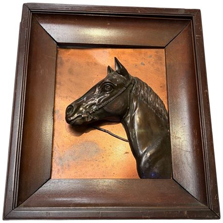 Framed Bronze Horse Head