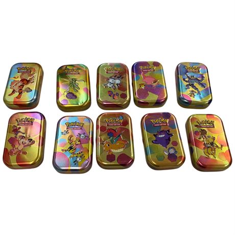 Assorted Pokemon Tins Full Of Cards