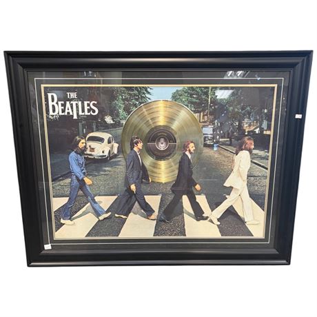 Framed Beatles Abbey Road 3D Print With Inset Record
