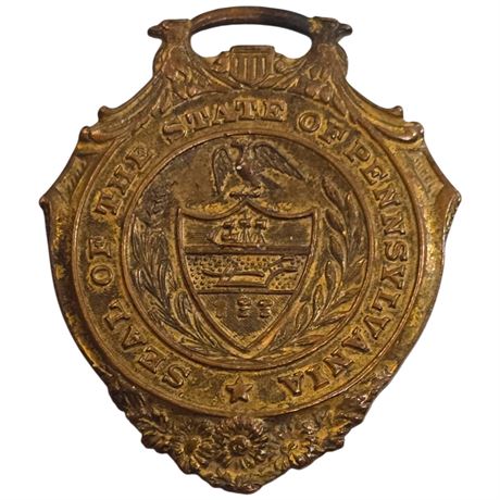 Vintage Seal Of The State Of Pennsylvania, 14K Gold Plated Over Bronze