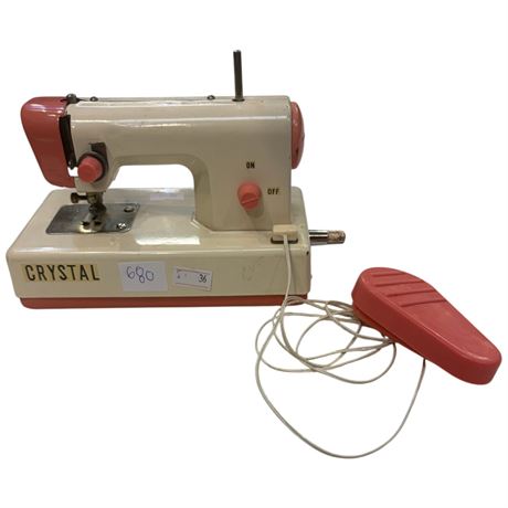 Vintage Miniature Crystal Sewing Machine With Foot Pedal