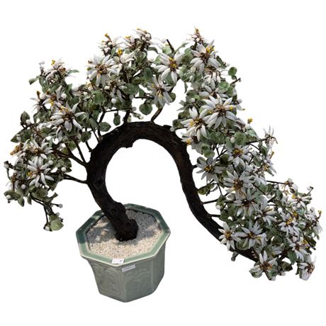Vintage Glass & Jade Tree Sculpture