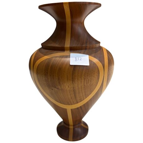 Vintage B.C Walnut Yellow Cedar Vase Signed A. Dougal