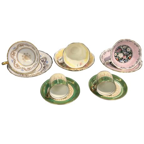10 Assorted Tea Cups & Saucers, Royal Albert, Paragon, Aynsley, Etc..