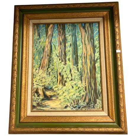 Framed Painting On Board Of Forest Scene Signed Lisa Madetoia