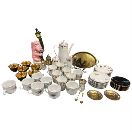 Assorted Collectibles, Dishware, Musical Elephant, Etc..