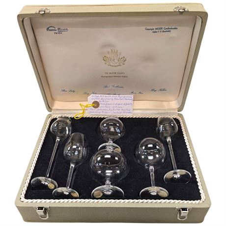 Vintage 1957 Moser Physiognomical Miniature Snifters , In Original Case
