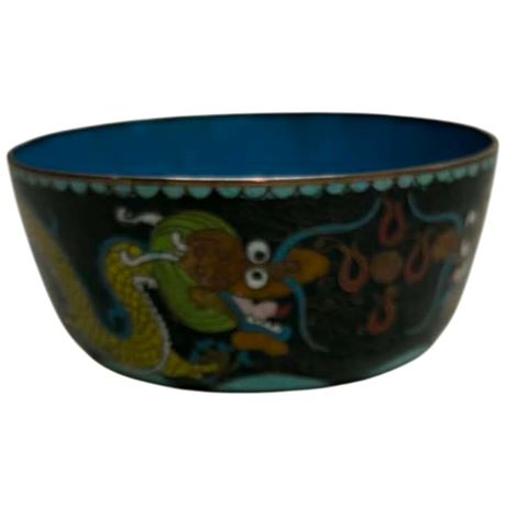 Vintage Cloisonne Bowl With Dragon Motif