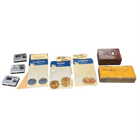 3 Gramophone Needle Store Displays, Radio Repair Parts, Etc..