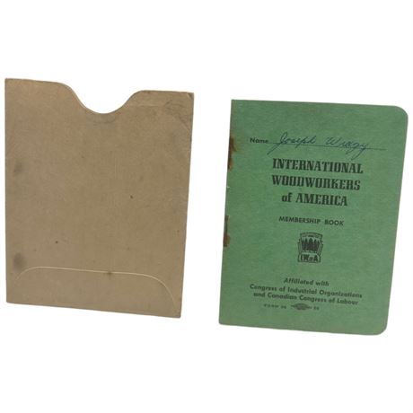 Vintage International Wood Workers Of America Membership Book