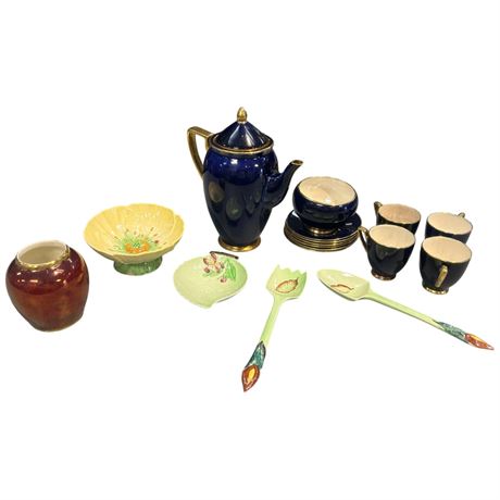 16 Pieces Of Carlton ware Tea Pot, Cups, Saucers, Bowls, Etc..