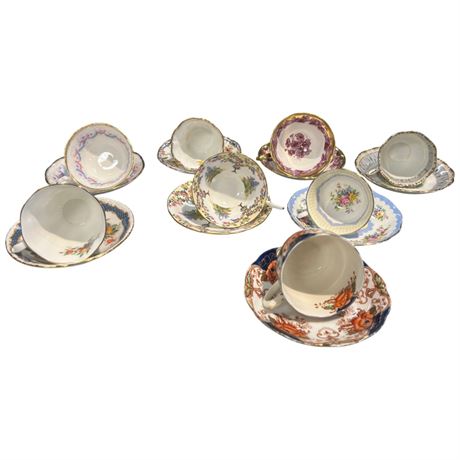 16 Assorted Tea Cups & Saucers, Royal Albert, Royal Chelsea, Etc..