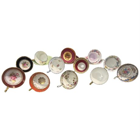 15 Assorted Tea Cups & Saucers, Aynsley, Shelly, Etc..
