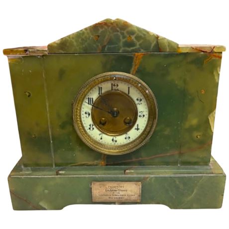 Vintage Green Marble Mantle Clock
