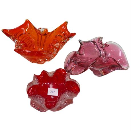 3 Vintage Chalet Art Glass Bowls