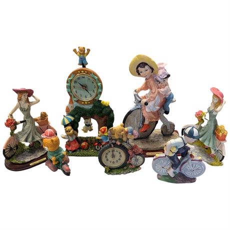 Assorted Resin Figurines, Ladies On Bike & Bears