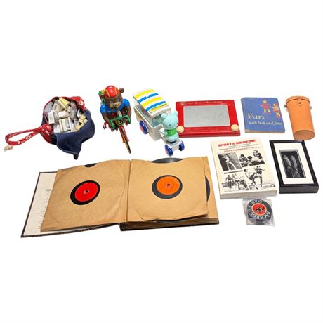 Assorted Collectibles, Toys, Records, Etch-A-Sketch, Etc..