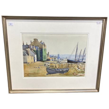Framed Watercolor "Findhorn" By A. S. Black Rsw