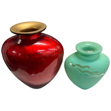 2 Large Art Glass Vases