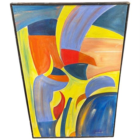 Framed Abstract Painting On Canvas "Paso Doble" By Frank Coldicott