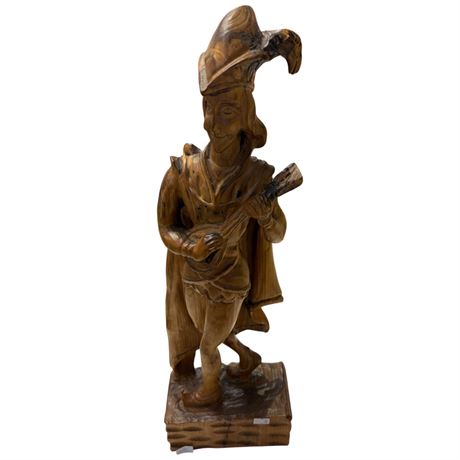 Carved Wood Bard Statue