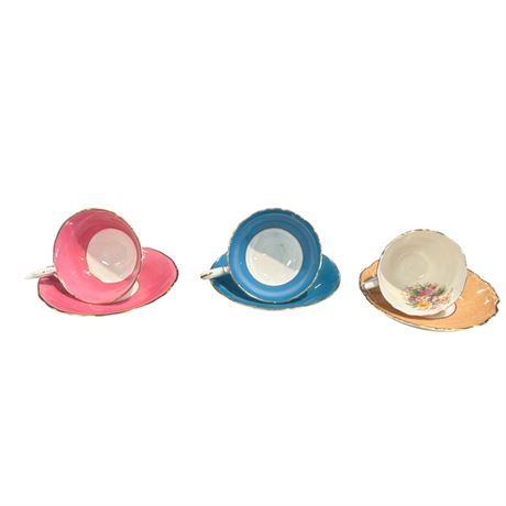 3 Coalport Tea Cups & Saucers