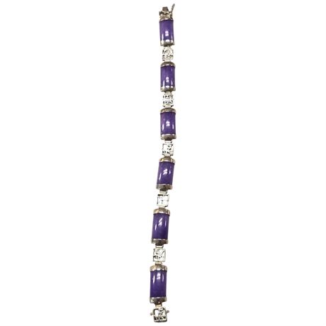 .925 Sterling Silver & Amethyst Bracelet