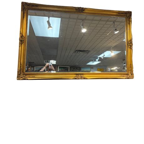 Large Vintage Ornately Framed Beveled Mirror
