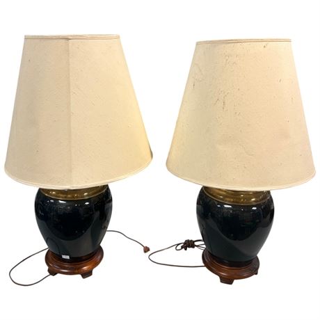 2 Large Mid Century Modern Pottery Lamps