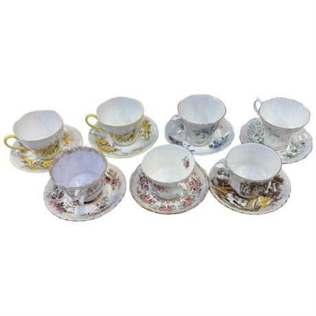 14 Assorted Royal Albert Tea Cups & Saucers
