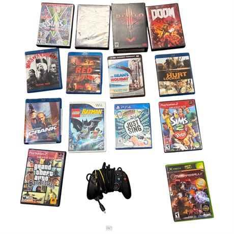 Retro Video Games, Controller, & Blu-Rays