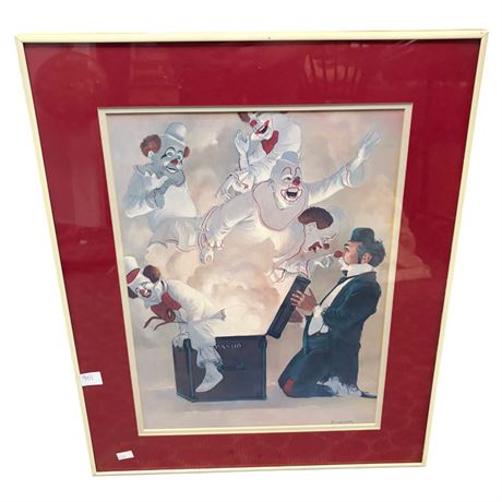 Framed Print 1976 Robert Owen "Clowns Out Of Pandoras Box"