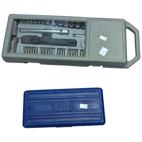 2 Tool Kits, Deep Socket Half Inch Drive Metric & 3/8 Drive Socket Set