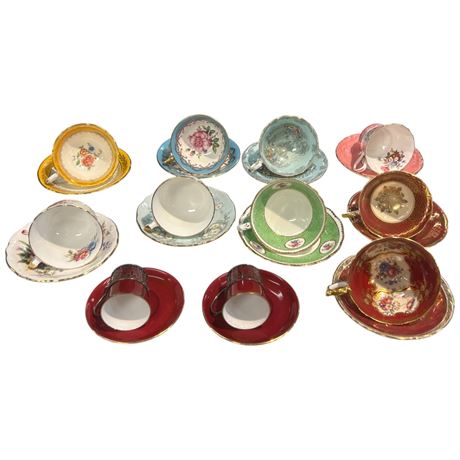 22 Assorted Tea Cups & Saucers,  Aynsley, Paragon, Shelly, Etc..