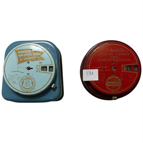 2 Vintage Coin Banks, Harbor National Bank & Ashenville Federal Savings