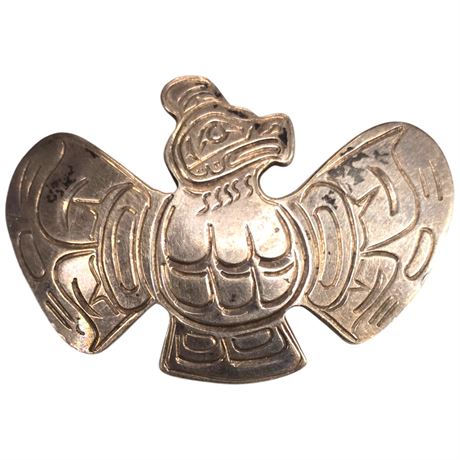 Sterling Silver First Nations Thunderbird Brooch Signed Ann
