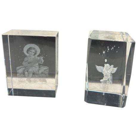 2 Art Glass Paper Weight