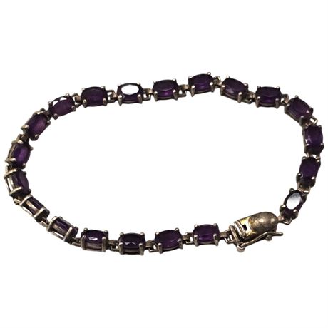 .925 Sterling Bracelet With Purple Stones