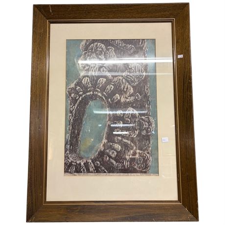 Vintage Framed Print "Hole In ?" Signed By Artist 1961