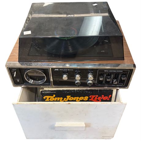 Large Assortment Of Vintage Records & Jvc S.E.A. Control System Turn Table