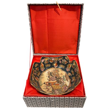 Vintage Satsuma Bowl, In Original Case