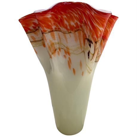 Vintage Murano Ruffled Art Glass Vase