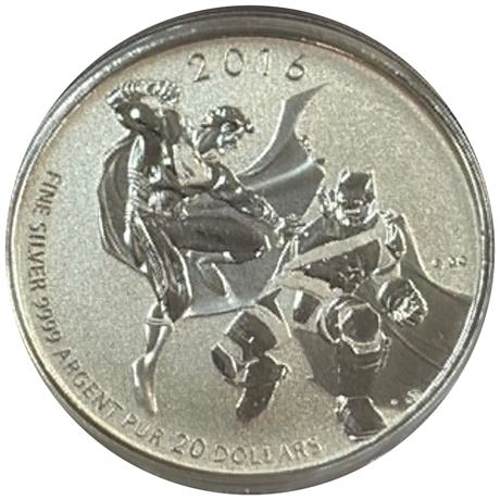 2016 Royal Canadian Mint Fine Silver 9999 $20 Superman Coin