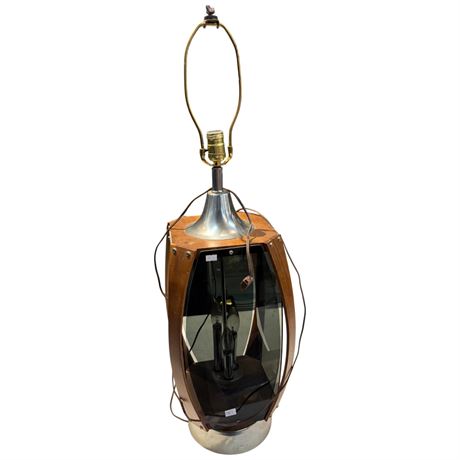 Mid Century Modern Wood & Glass Table Lamp