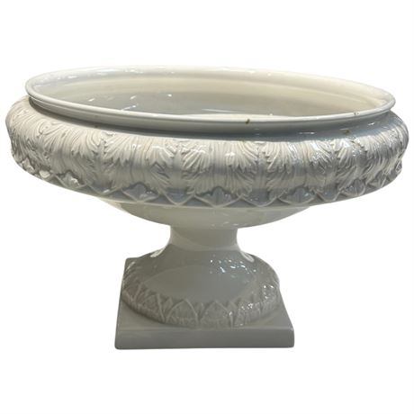 Vintage White Ceramic Pedestal Fruit Stand